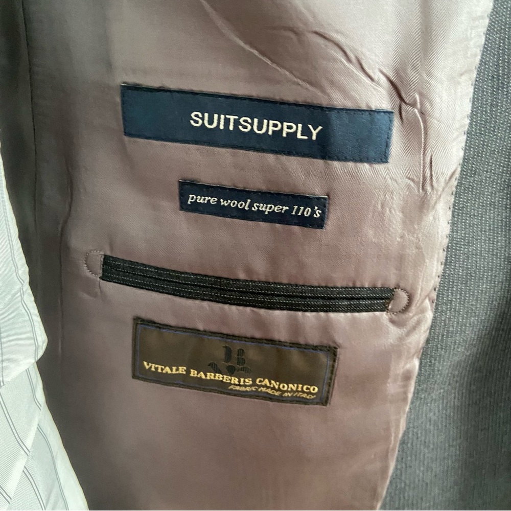 SUITSUPPLY Gray Stripe Super 110s Wool Vitale Barberis Canonico Sport Coat 42L - Picture 6 of 10